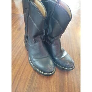 Texas made Kids Leather Navy Blue Cowboy Boots Size 10B